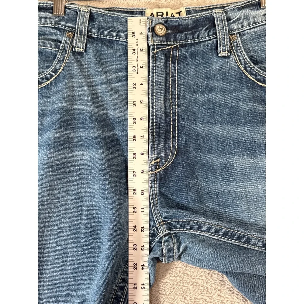 ARIAT M4 Relaxed Boot Cut Jeans Mens‎ 40/32 Distressed Grunge Denim Blue READ